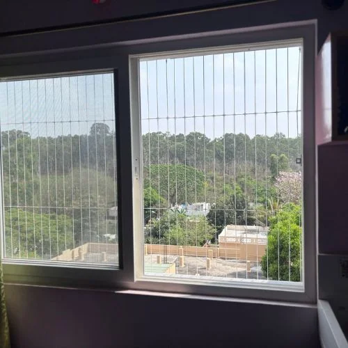 Invisible grill before and after window installation