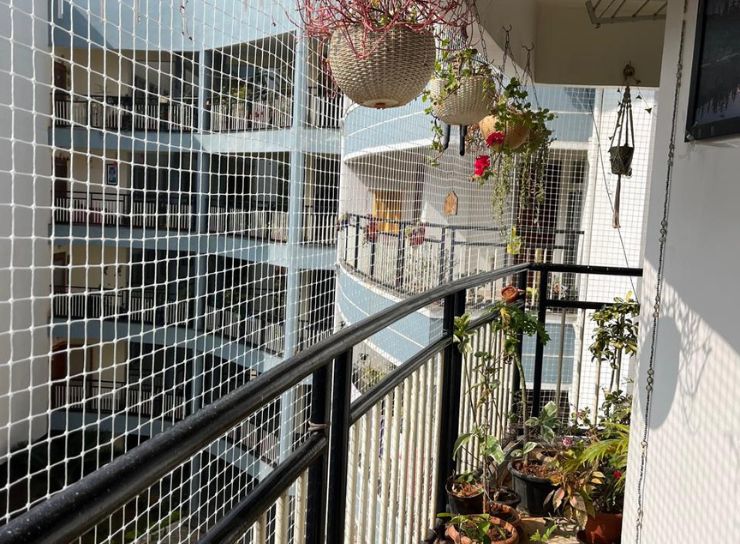 Safety net installed on apartment balcony