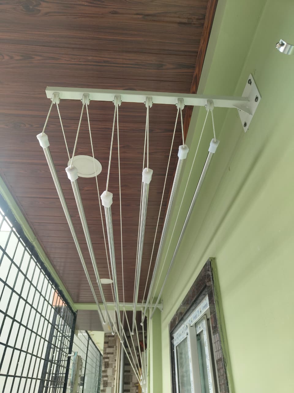 Wall mount cloth hanger close view